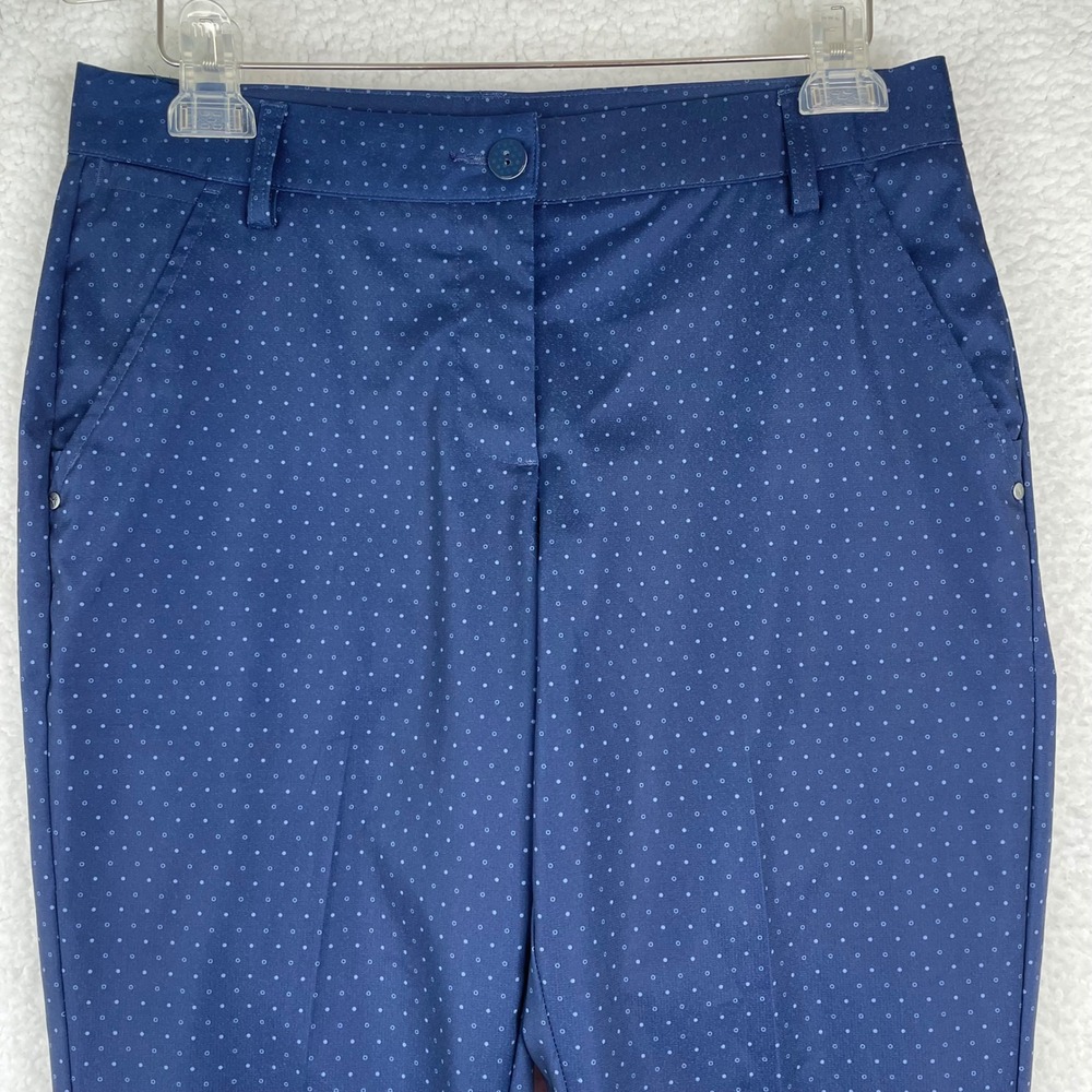 Puma Golf Women‎ Navy Blue Polka Dot Performance Stretch Slim Ankle Pants Size 6